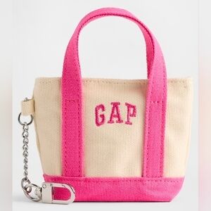 GAP Logo Tote Keychain Charm In Standout Pink